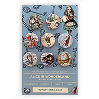 Alice in Wonderland Set of 8 magnets or pinback buttons Alice in Wonderland Set of 8 magnets or pinback buttons